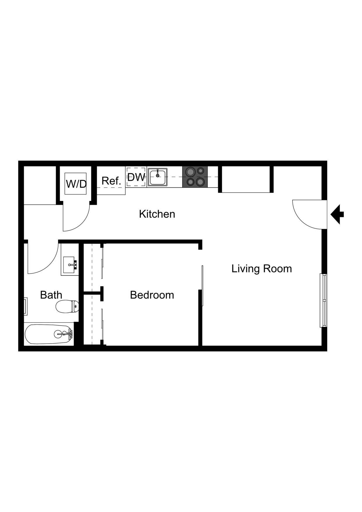 Jr. 1 BedroomB1A 1 Bed Apartment HOHM