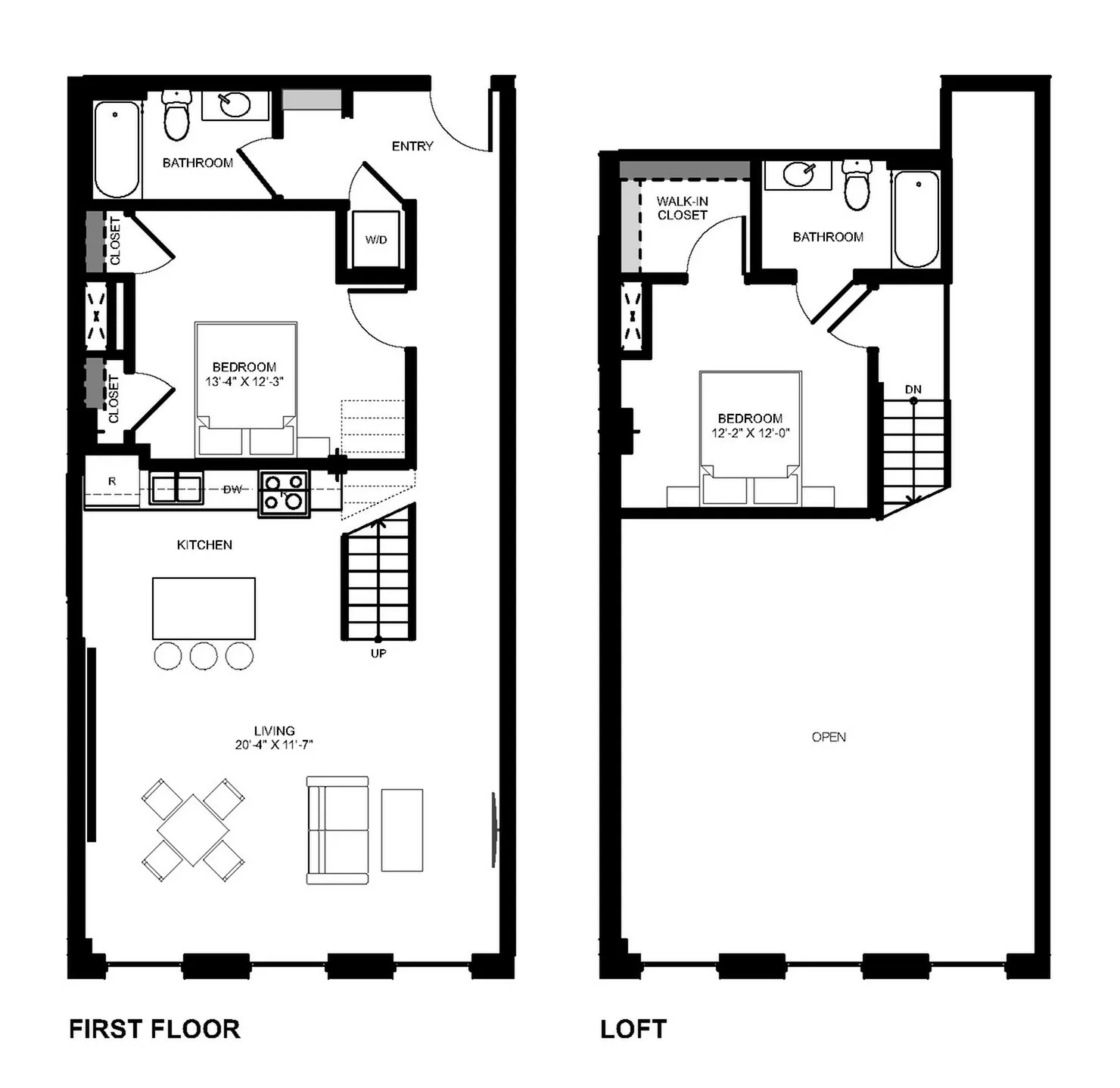 2BD 2BA Loft
