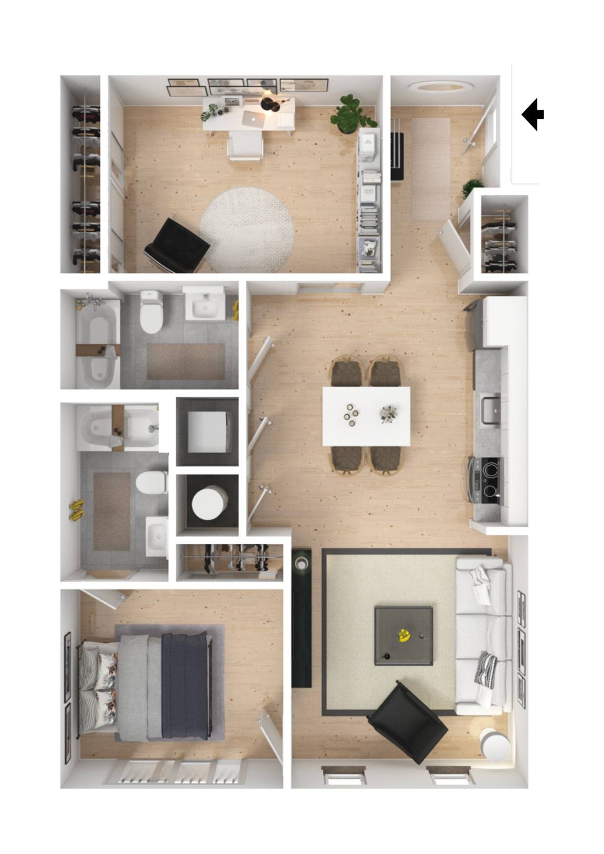 1 Bedroom-B | 1 Bedroom Apartments In Baltimore | HOHM