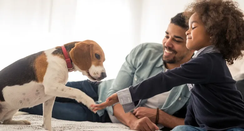 family with dog