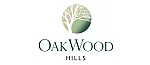 Elegant OakWood Hills logo featuring a stylized tree within a gradient circle, symbolizing nature and sophistication.