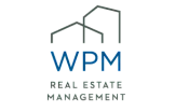 WPM Real Estate Management logo featuring a modern, stylized design of two overlapping buildings, evoking a sense of contemporary urban living.