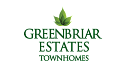 Elegant Greenbriar Estates Townhomes logo featuring a fresh green leaf above the name.