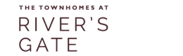 Elegant logo for The Townhomes at River's Gate in a sleek and modern design.