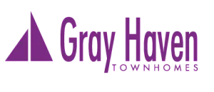 Elegant Gray Haven Townhomes logo in vibrant purple, showcasing modern design and sophistication.