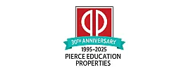 Celebratory logo for Pierce Education Properties' 30th Anniversary, highlighting excellence in property management and development.