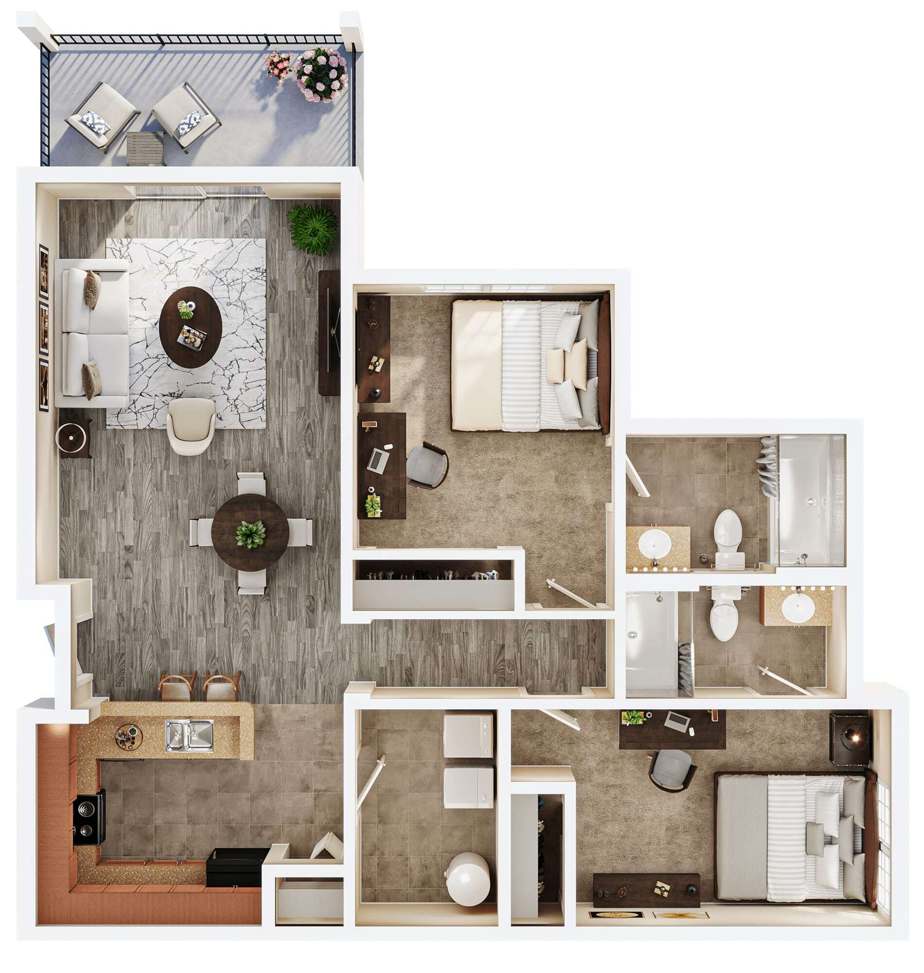 Axis Student Living - Statesboro - Two-Bedroom Floorplan