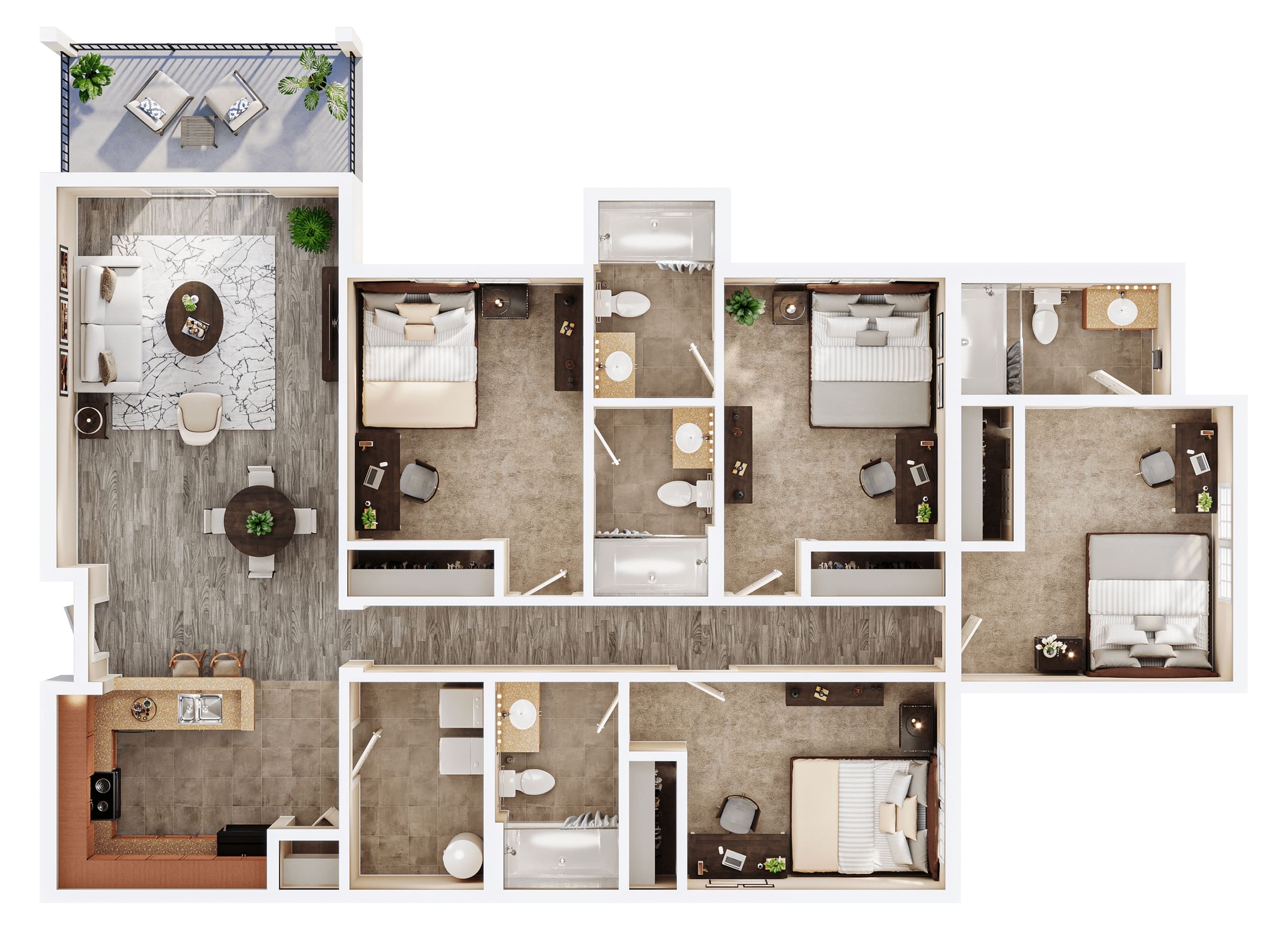 Axis Student Living - Statesboro - Four-Bedroom Floorplan