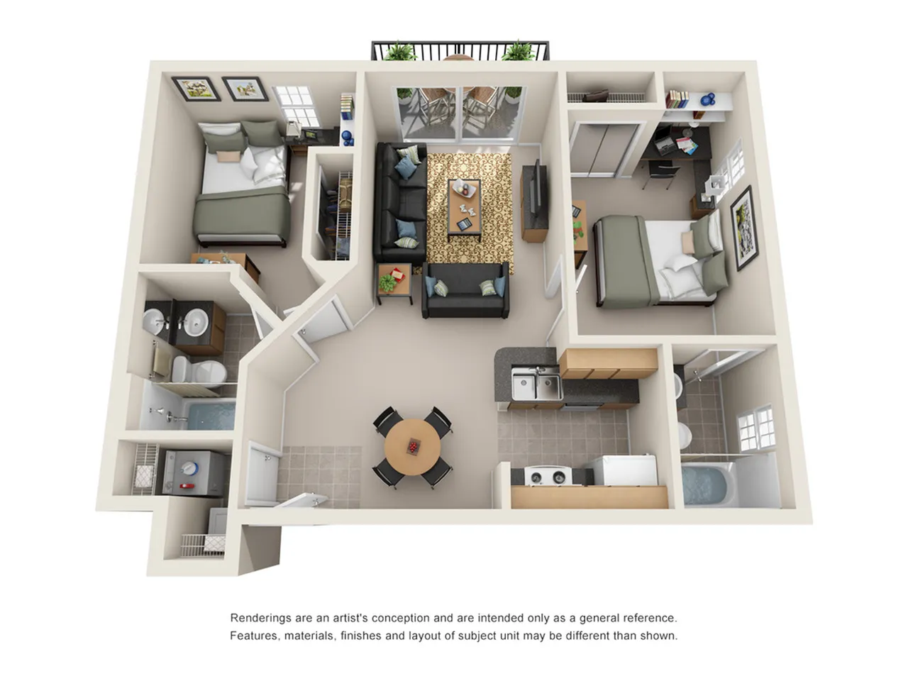 Campus Crossings at Ram\'s Pointe - 2-Bedroom Floorplan