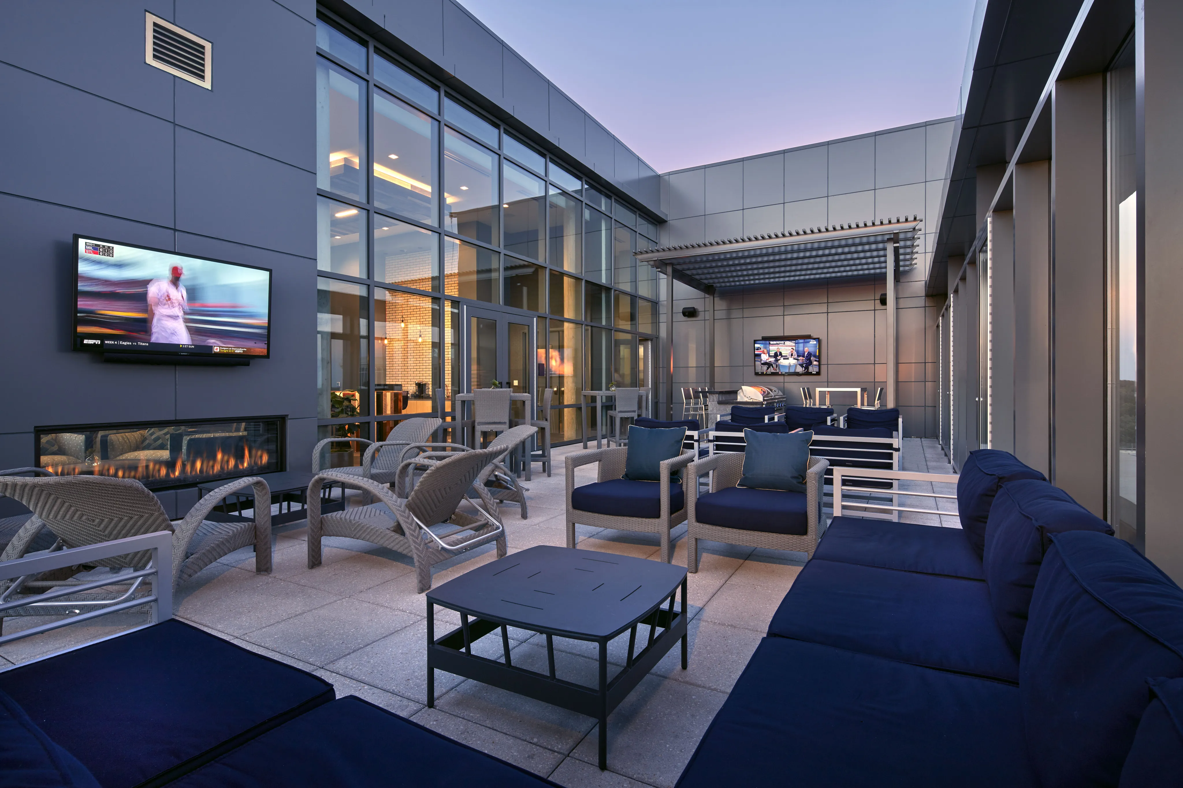Rooftop Terrace with Fire Pits and Grill Stations