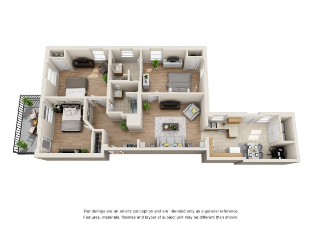 3 Bedroom/ 2 Bathroom floor plan