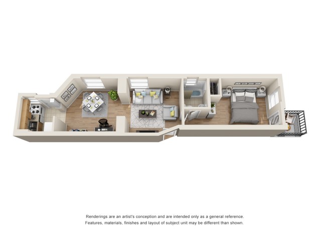 1 Bedroom/ 1 Bathroom floor plan