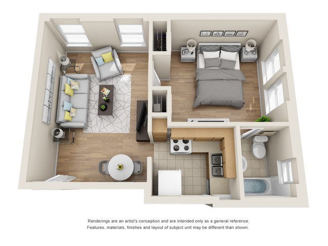 1 Bedroom/ 1 Bathroom floor plan
