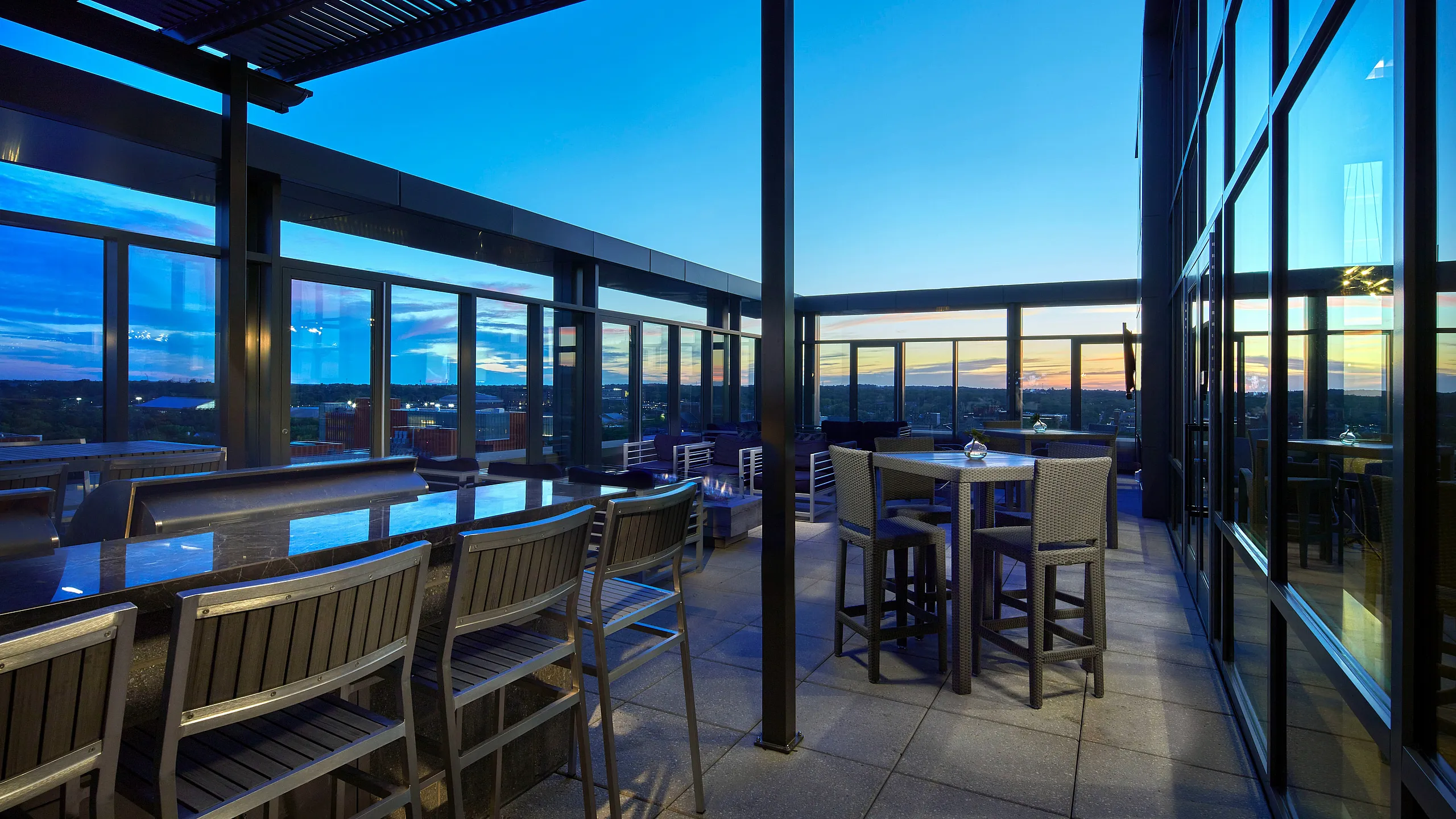 six11 ann arbor outdoor seating area overlooking city