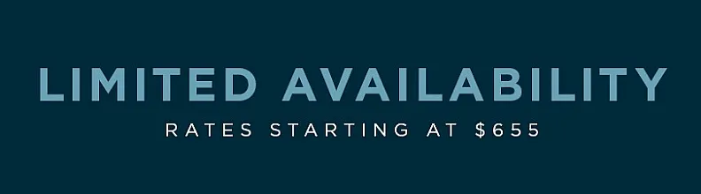 Limited availability banner with rates starting at $655