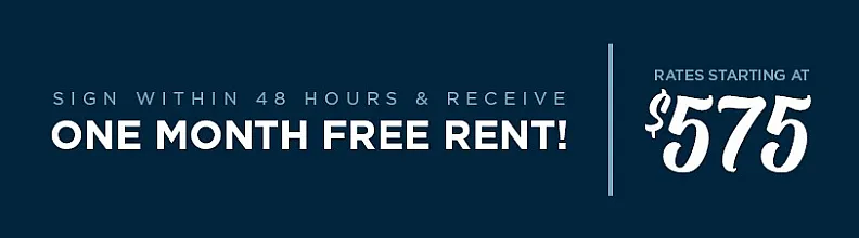 Special offer: Sign within 48 hours to receive one month of free rent with rates starting at $575.