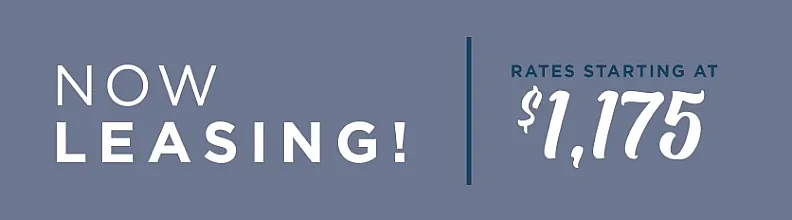 Stylish promotional banner announcing leasing opportunities with rates starting at $1,175.