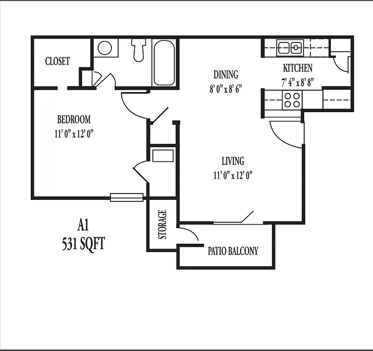 A1 1 Bed Apartment Post Oaks Apartments