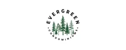 Elegant logo for Evergreen Condominiums featuring stylized evergreen trees, conveying a sense of nature and tranquility.