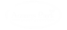 Elegant Adams Park Apartments logo featuring stylized text and a decorative leaf emblem.