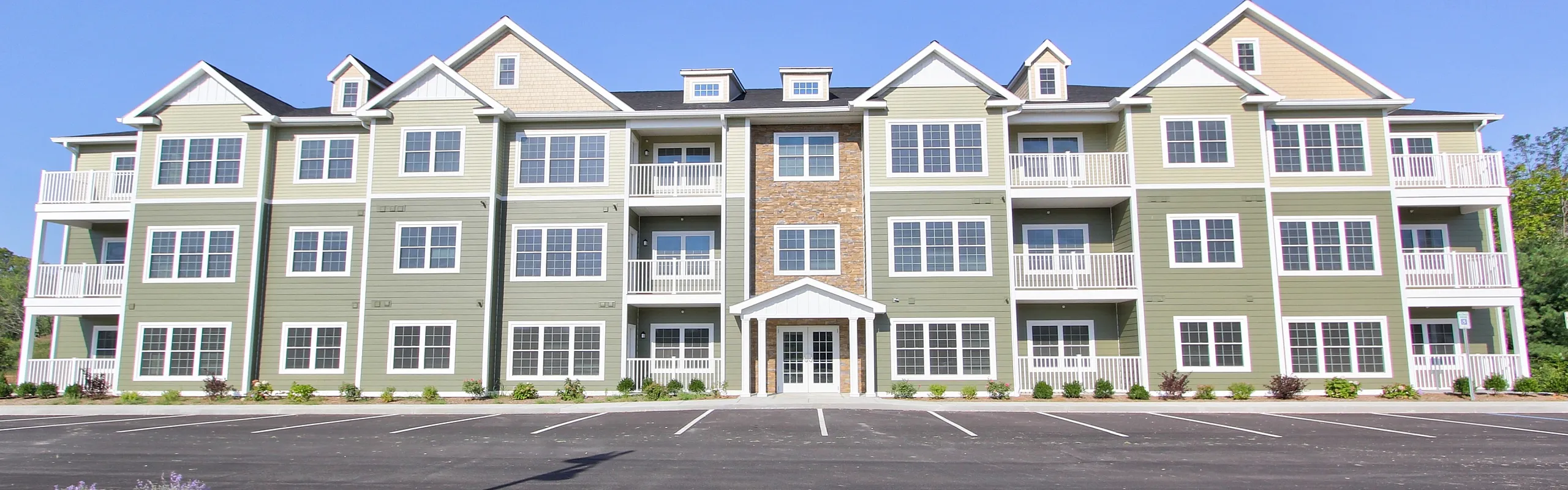 Apartment buildings and grounds at Mohawk Riverfront Apartments in Cohoes, NY