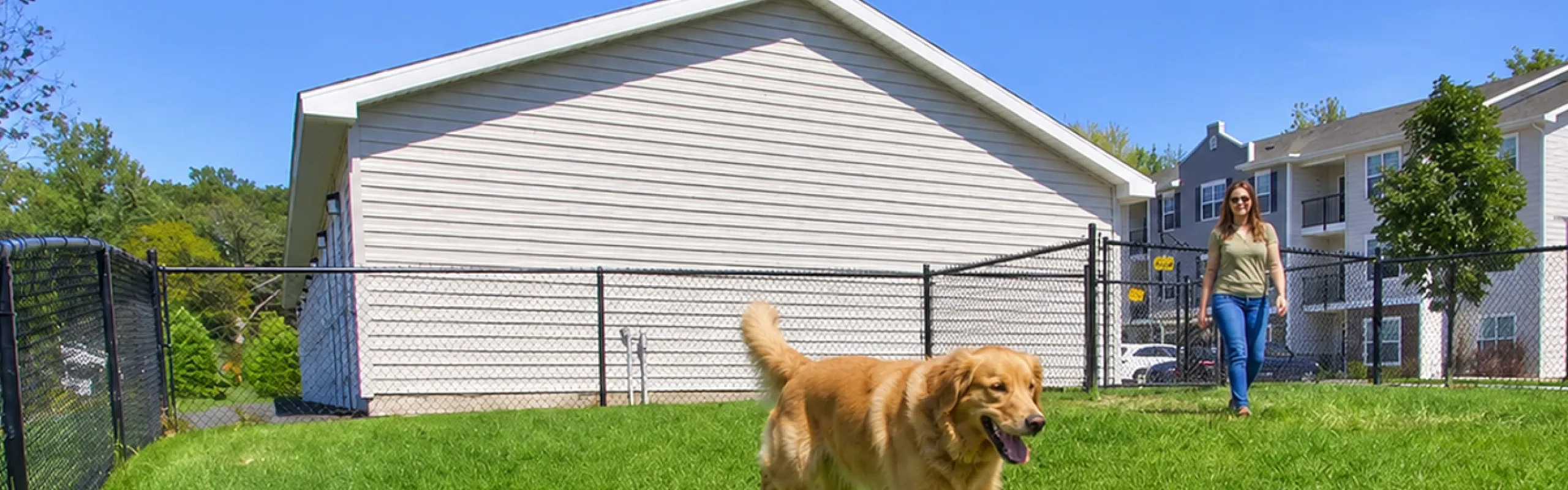 Fenced on-site dog park at Van Allen Apartments in North Greenbush, NY