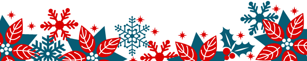 Some poinsettas and snow flakes