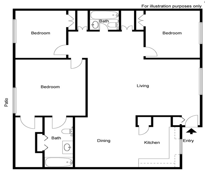 Three Bedroom, Two Bath
