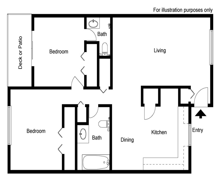 Two Bedroom, Two Bath