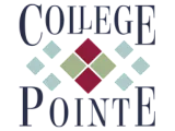 Logo design for College Pointe featuring a geometric pattern with diamond shapes and elegant typography.