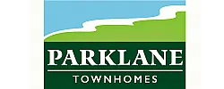 Modern logo for Parklane Townhomes featuring vibrant green and blue design elements, showcasing elegance and community living.