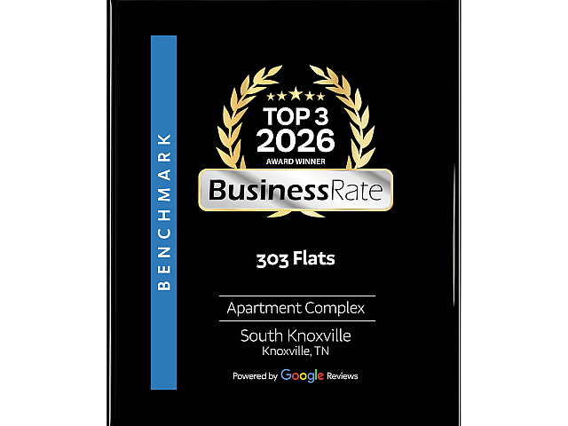 Award-winning 303 Flats in South Knoxville recognized as a top apartment complex for 2026 by BusinessRate.