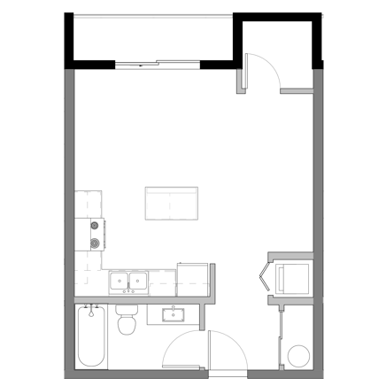 Studio Plan D Floor Plan at The Edison in Reno, NV