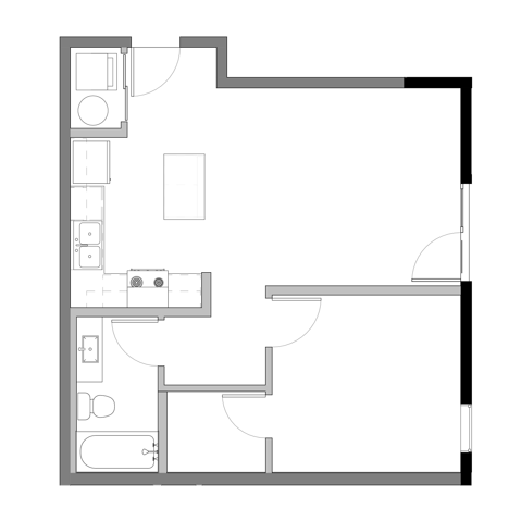 One Bedroom One Bathroom Plan C Floor Plan at The Edison in Reno, NV