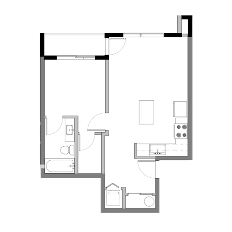 One Bedroom One Bathroom Plan D Floor Plan at The Edison in Reno, NV