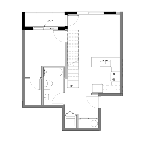 Loft 609 sq ft Floor Plan at The Edison in Reno, NV