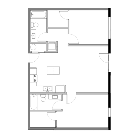 Two Bedroom Two Bathroom Plan A Floor Plan at The Edison in Reno, NV