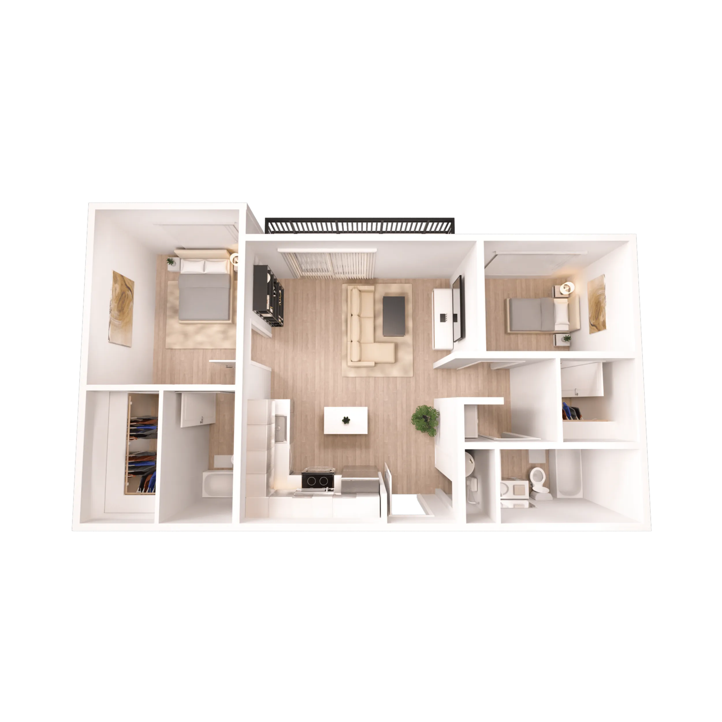 Two Bedroom Two Bathroom Plan B Floor Plan at The Edison in Reno, NV