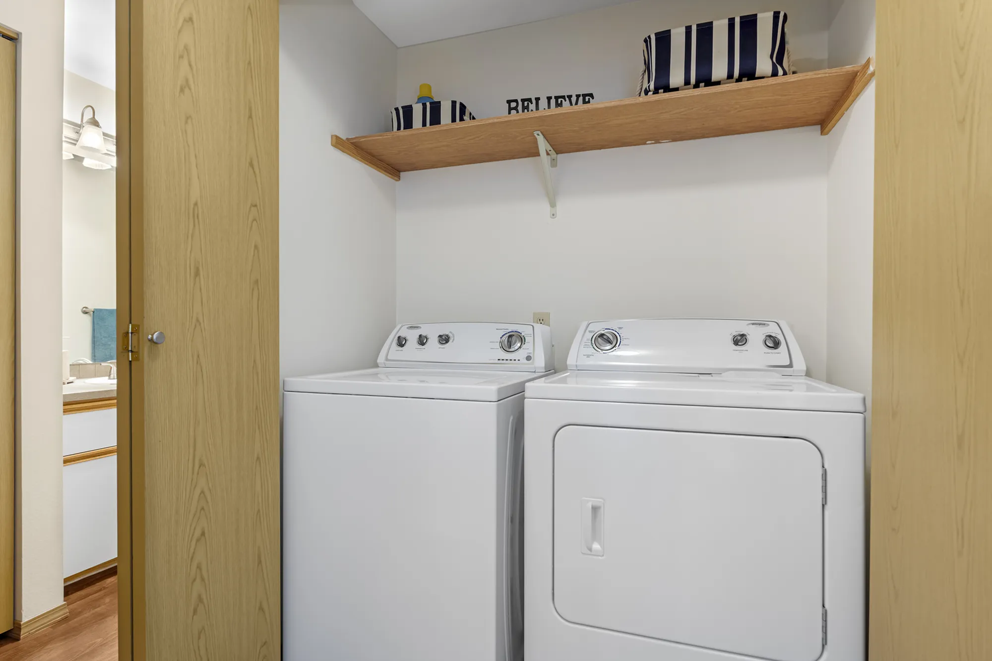 In-unit washer and dryer laundry at Canyon Springs apartments in Lynnwood, WA