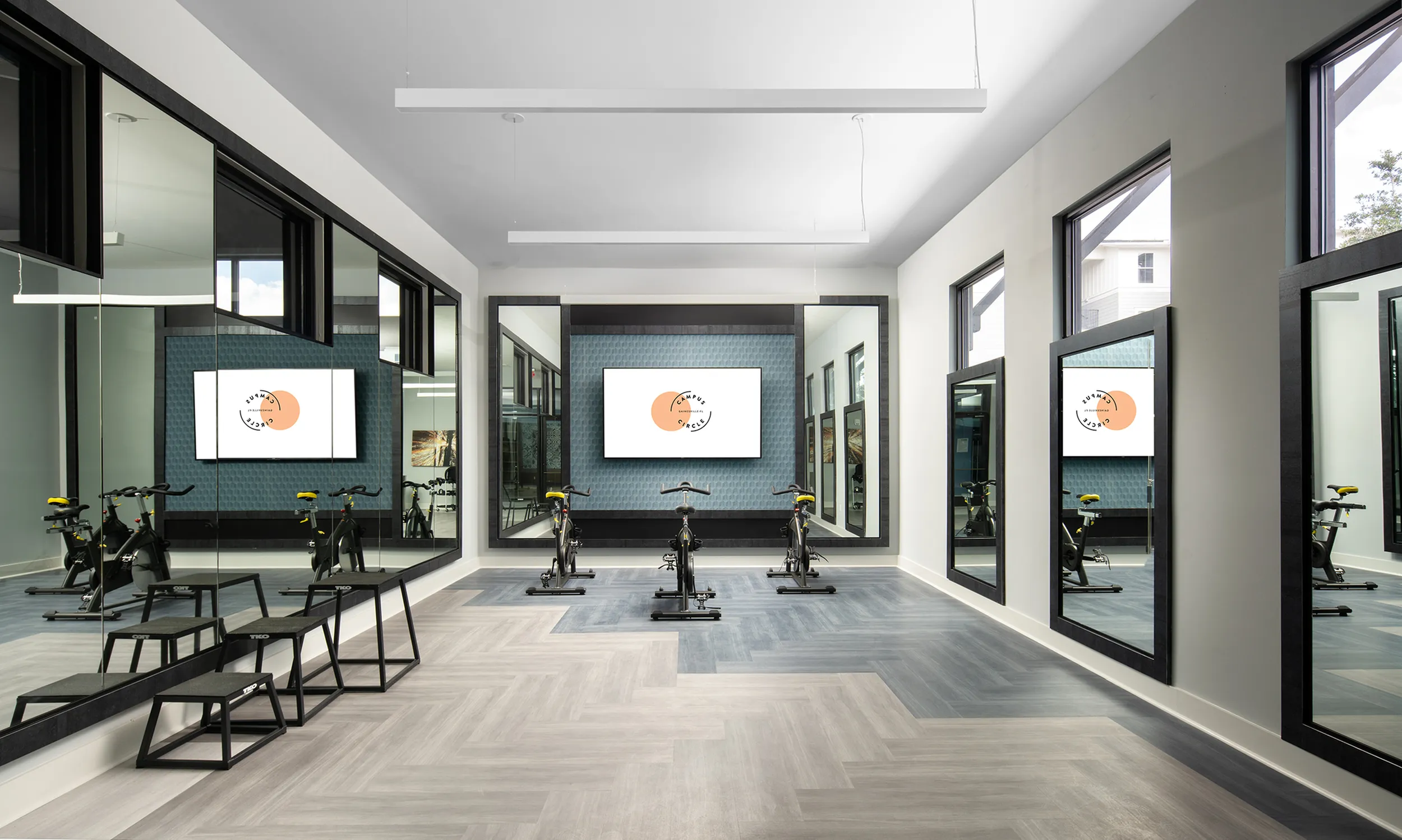 Campus Circle Gainesville 24-hour yoga studio with on-demand fitness classes for student residents in Gainesville FL