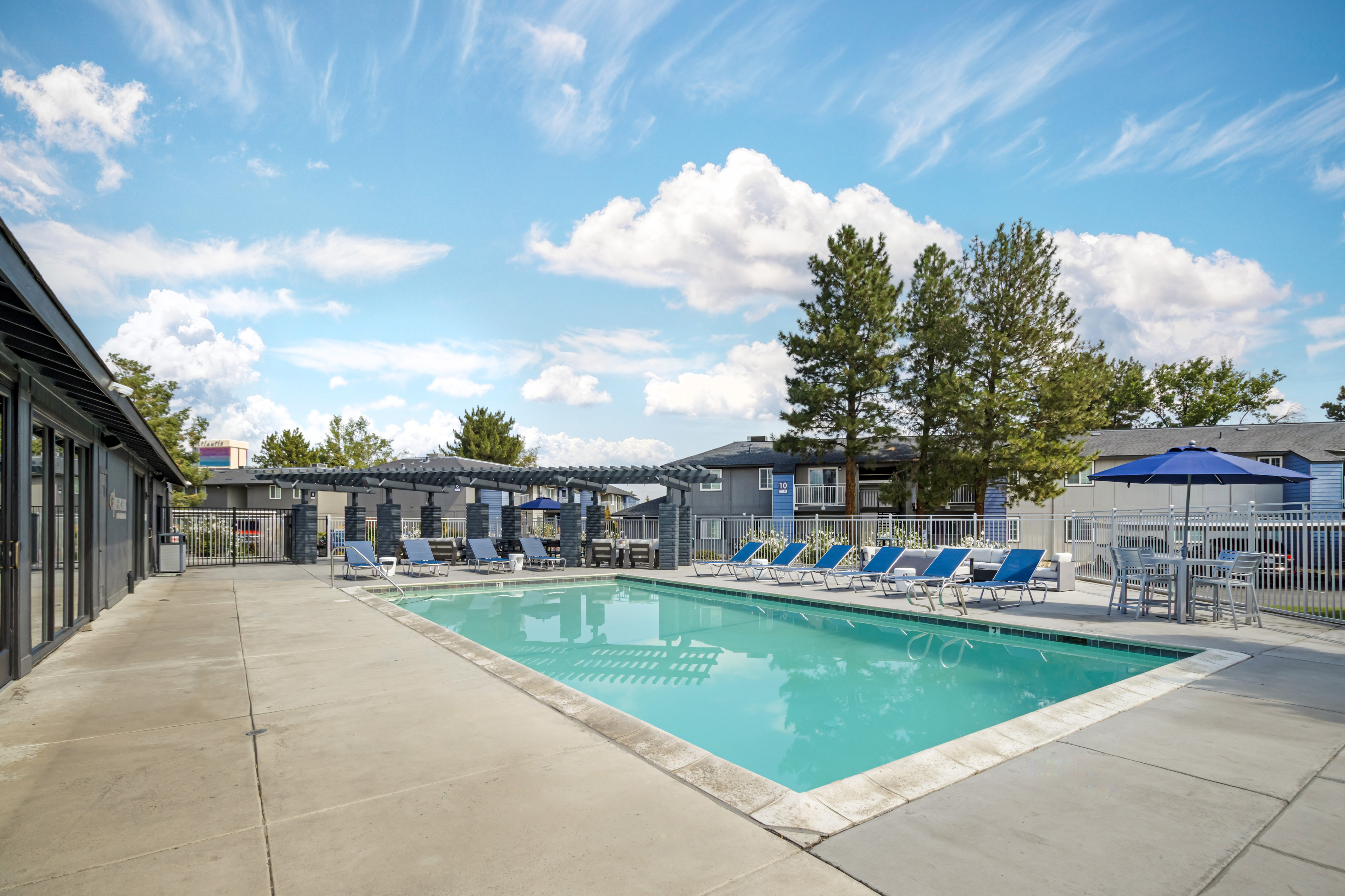 The Phoenix Reno cabana-style resort pool for residents in Reno NV