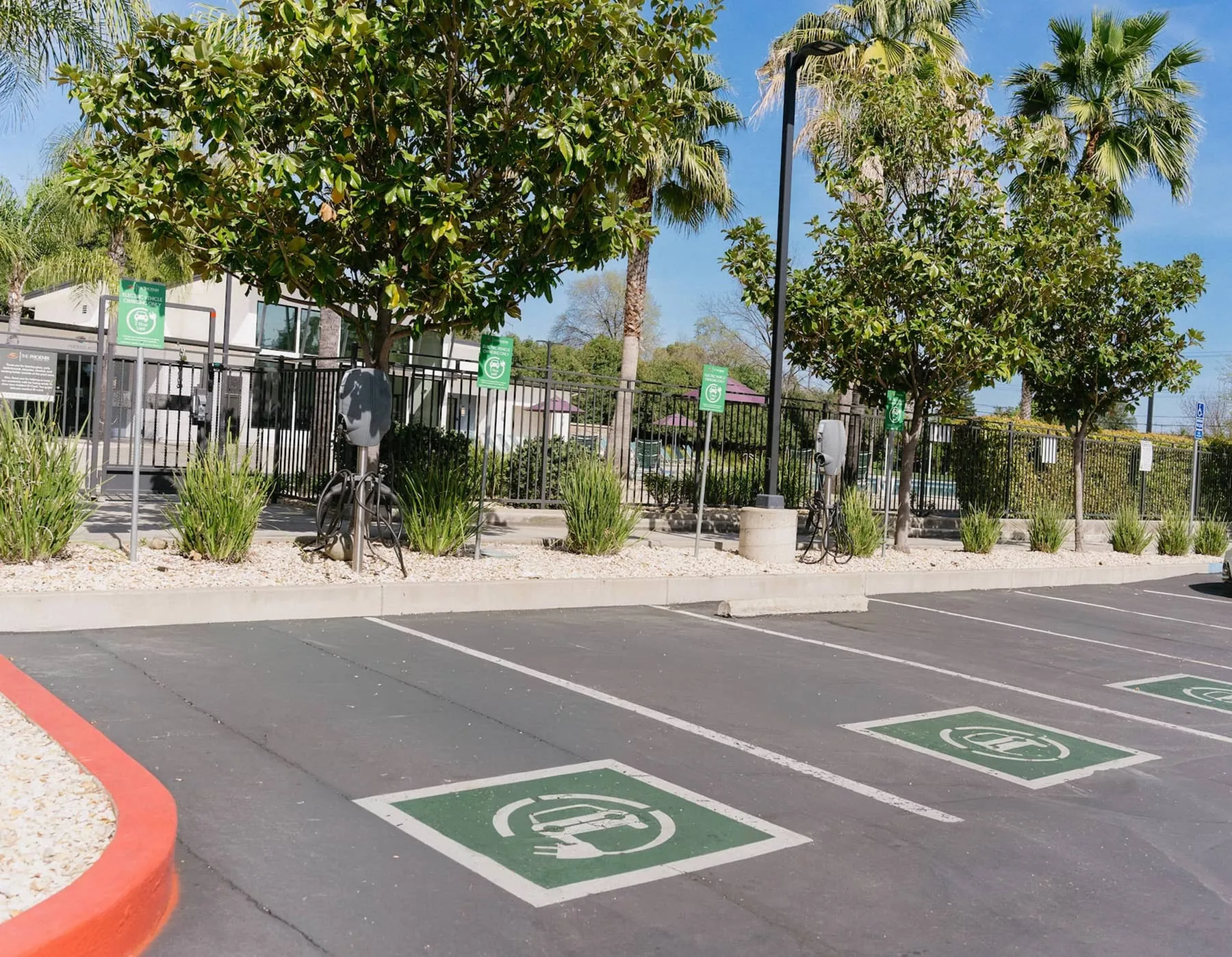 Phoenix Sacramento EV charging stations in apartment community parking area for resident electric vehicles