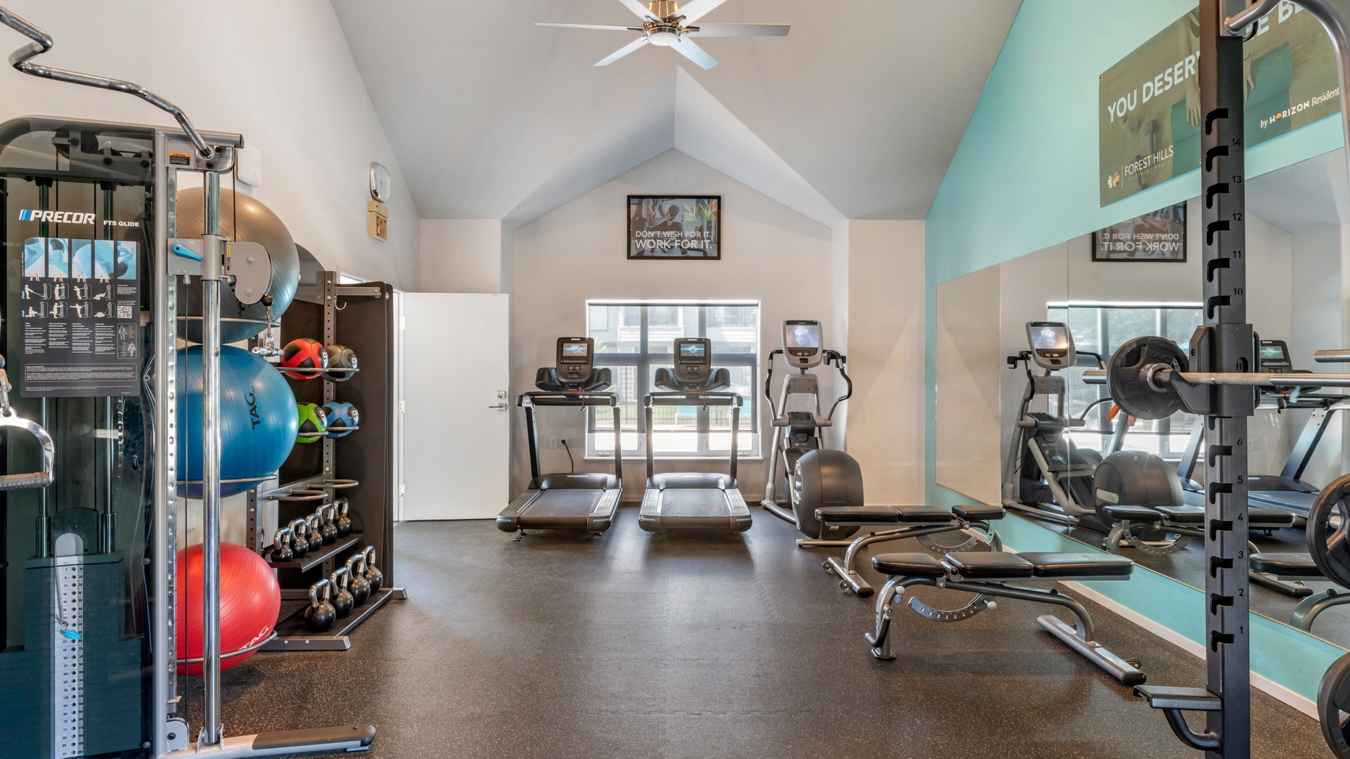 24-hour fitness center with cardio equipment at Forest Hills apartments in Eugene OR