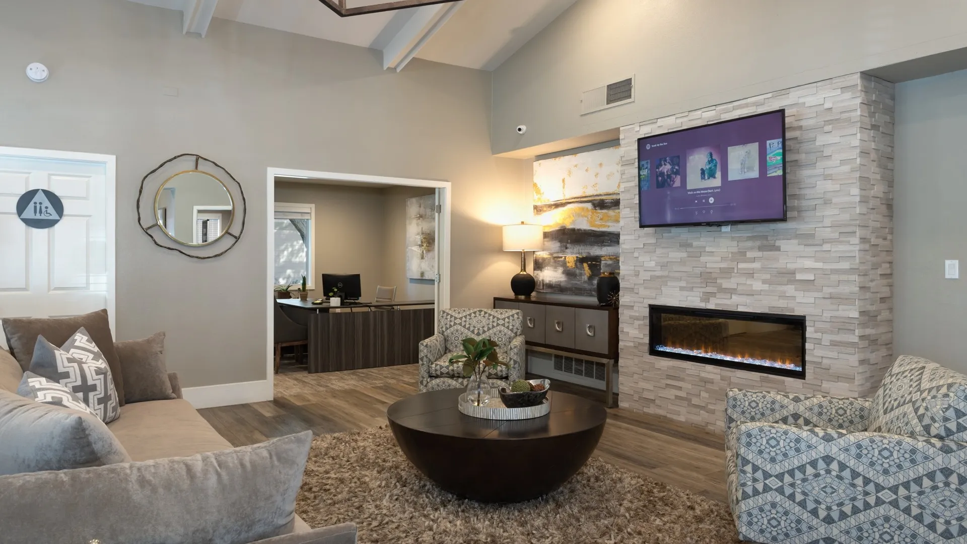Community clubhouse with modern amenities at Apex on the River in Sacramento, CA