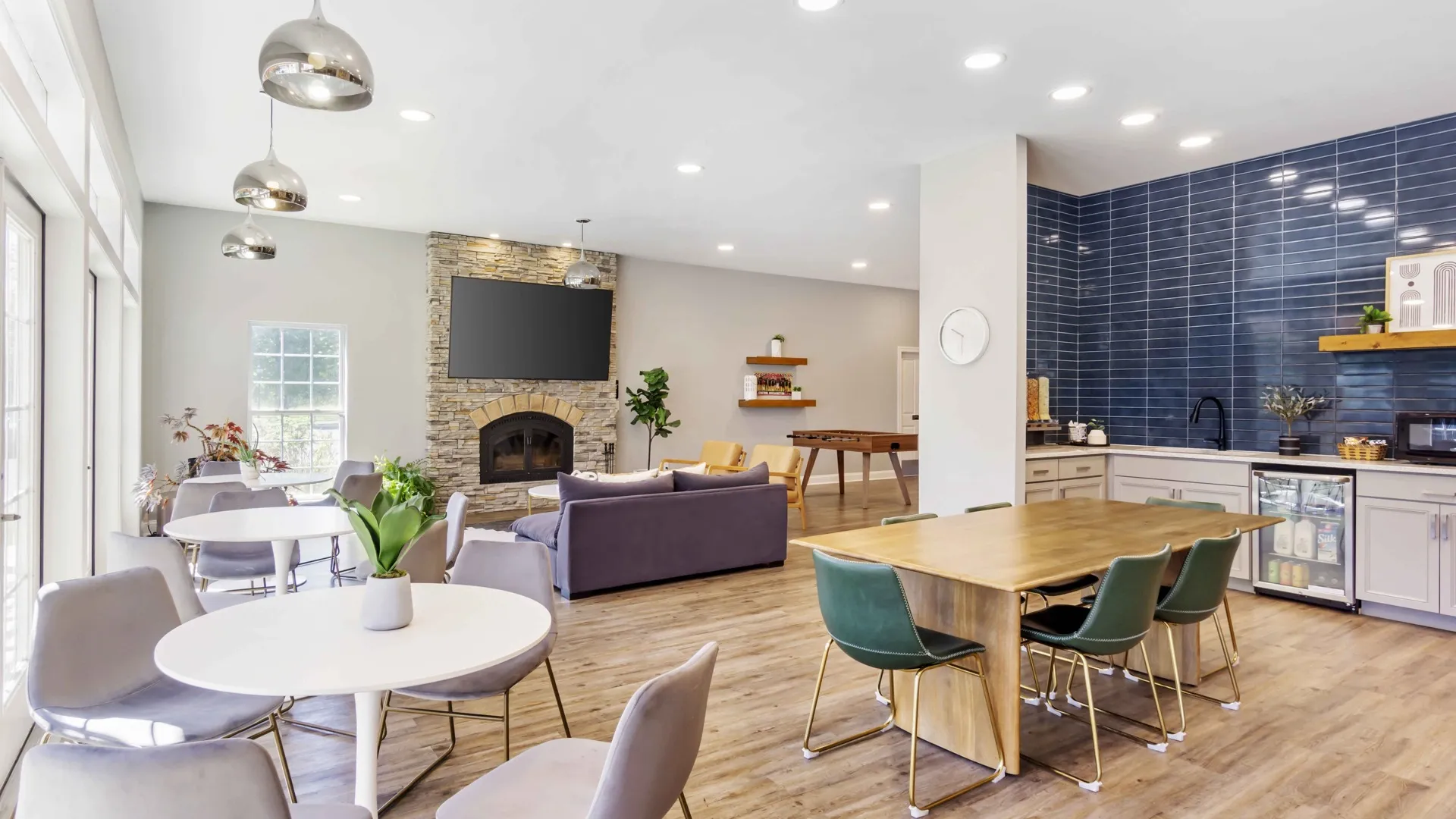 Clubhouse lounge at The Verge student apartments in Ellensburg, Washington