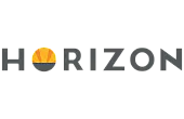 Modern 'Horizon' logo featuring a stylized sun on the horizon, symbolizing innovation and new beginnings.