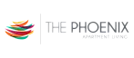 Vibrant and modern logo for The Phoenix Apartment Living, showcasing colorful, abstract shapes symbolizing diverse and dynamic living.