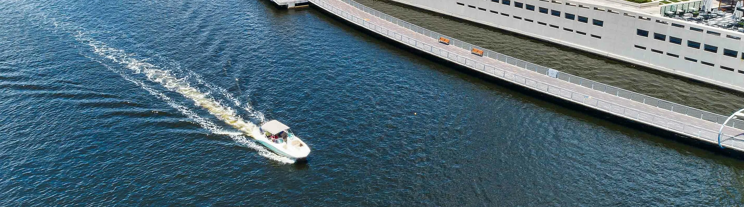 Tampa downtown aerial drone view of waterfront skyline near Niche luxury apartments in Tampa, FL