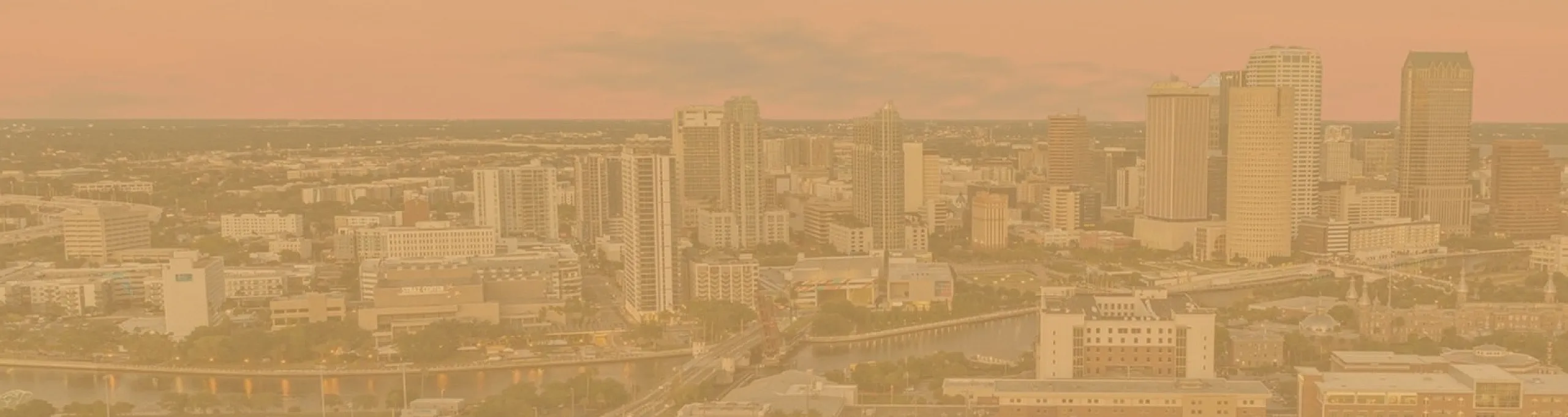 Tampa city skyline aerial view near Niche luxury apartments in Tampa, FL