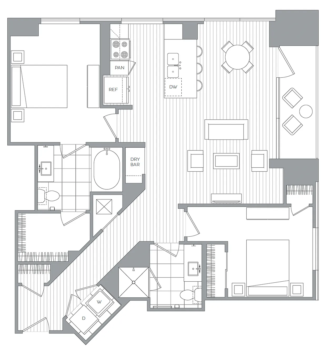 R / 2 Bedroom / 2 Bath